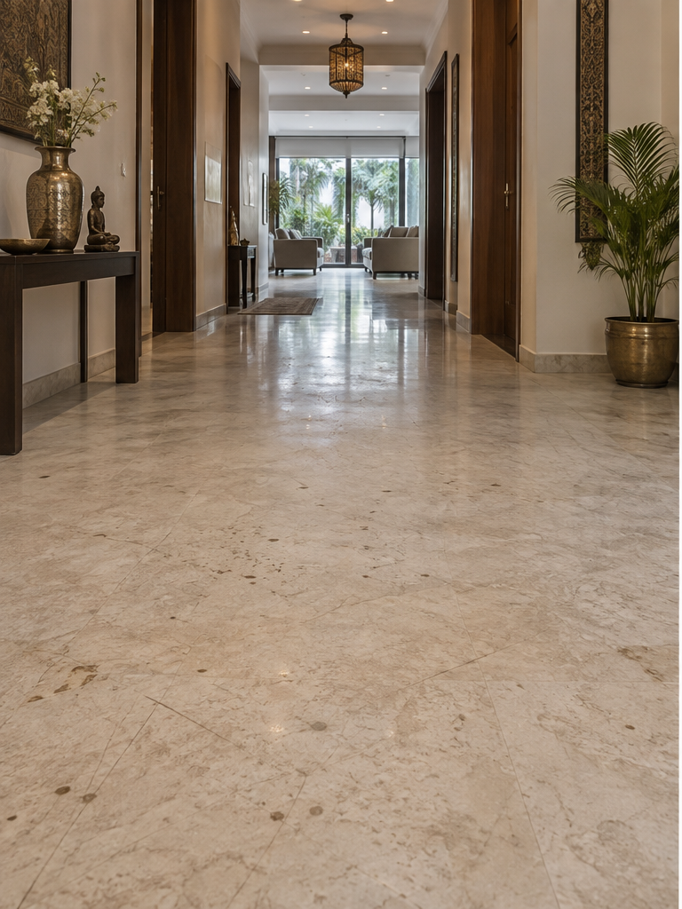 Dull and worn marble floor before restoration
